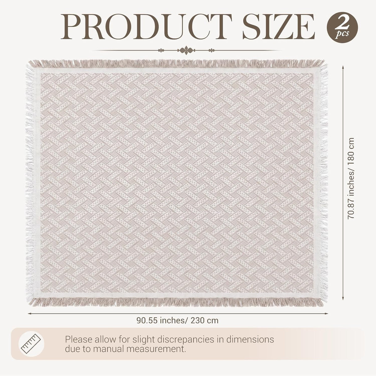 2 Pack White Coffee Extra Large Picnic Blanket, 71 x 91 Inches