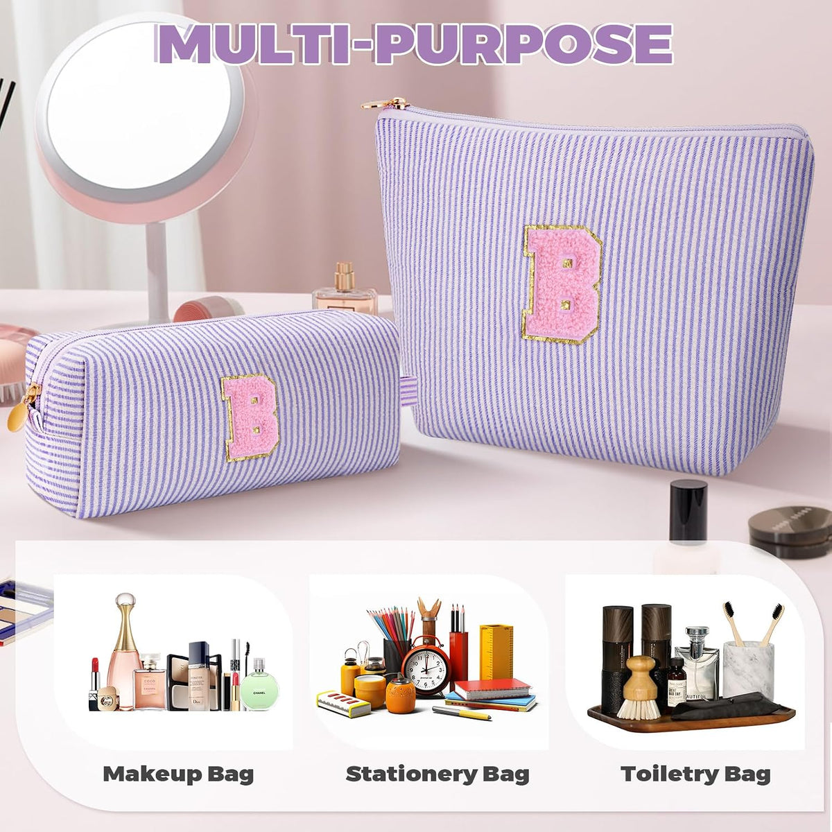 Gifts for Teen Girls Women - Birthday Gifts for 10 11 12 13 14 15 16 17 18 Years Old Girl,Makeup Bag Cosmetic Bag,Teacher Gift Trendy Stuff Toiletry Bag - Lavender,B