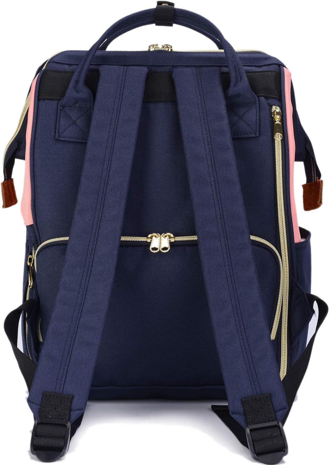 Kah&Kee Polyester Travel Backpack Functional Anti-theft School Laptop for Women Men (Pink* Navy, Medium)
