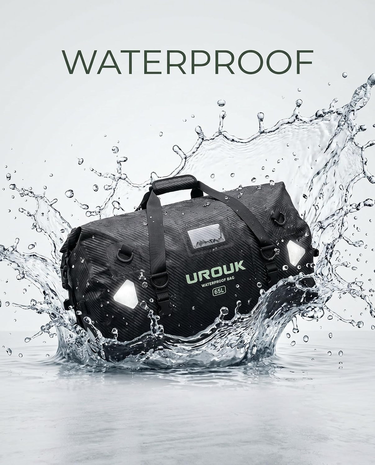 Waterproof Duffel Bag 40L 65L 90L Large Motorcycle Dry Bag Backpack,Roll-Top Heavy Duty Tail Bag Luggage Gear Bag with Straps for Travel, Camping, Fishing, Boating, Kayaking