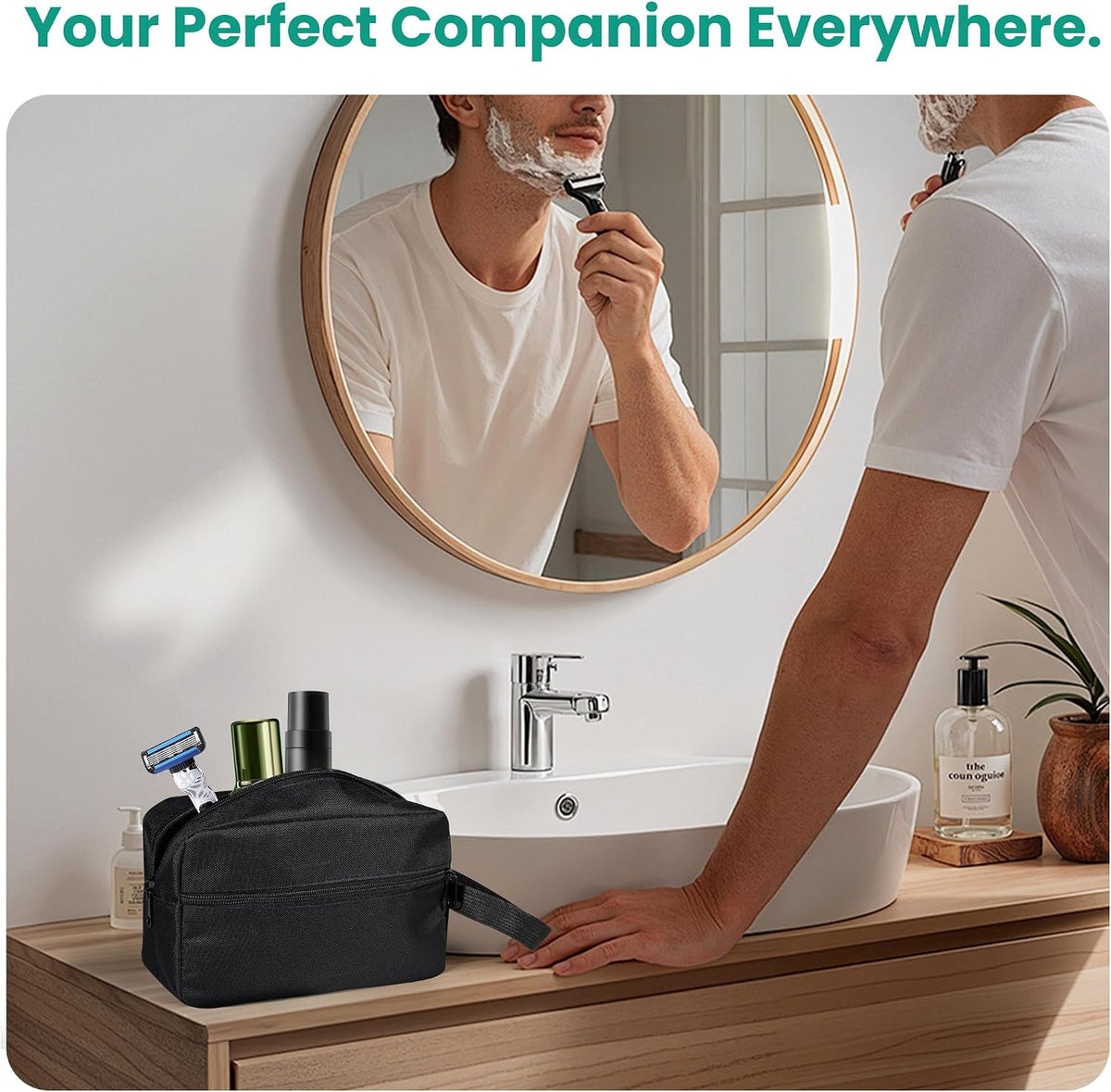 Travel Toiletry bag for Women and Men,Small Cosmetic Bag Hanging Lightweight Makeup Bag Small Tool Bag Travel Organizer accessories for Women Men - Light Blue