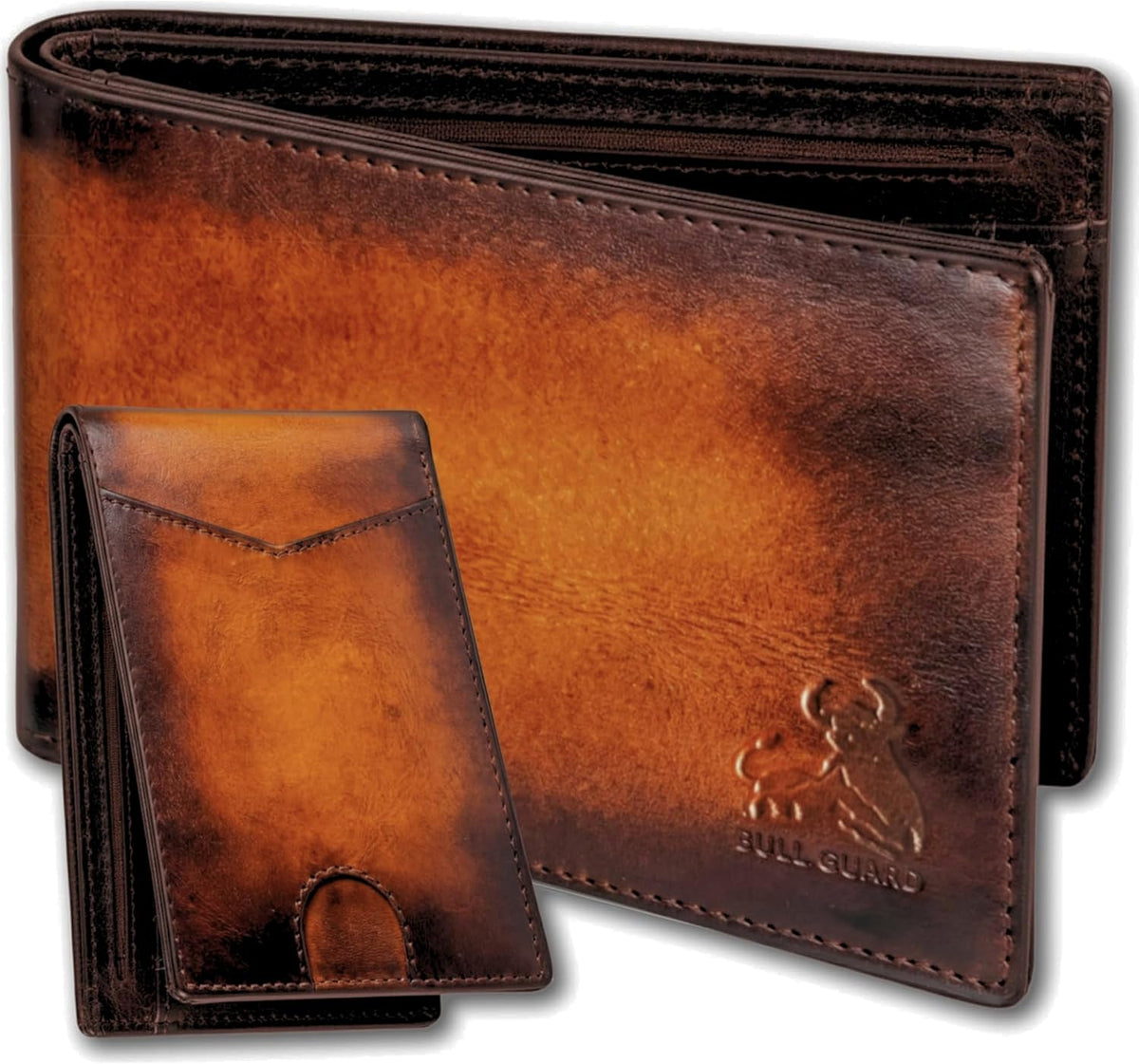 BULL GUARD Bifold Leather Wallet Slim Men's RFID Blocking Technology Premium Durable Leather & Tight Stitching, Quick Access Design with Security and Style Ideal for Work, Travel or Adventure