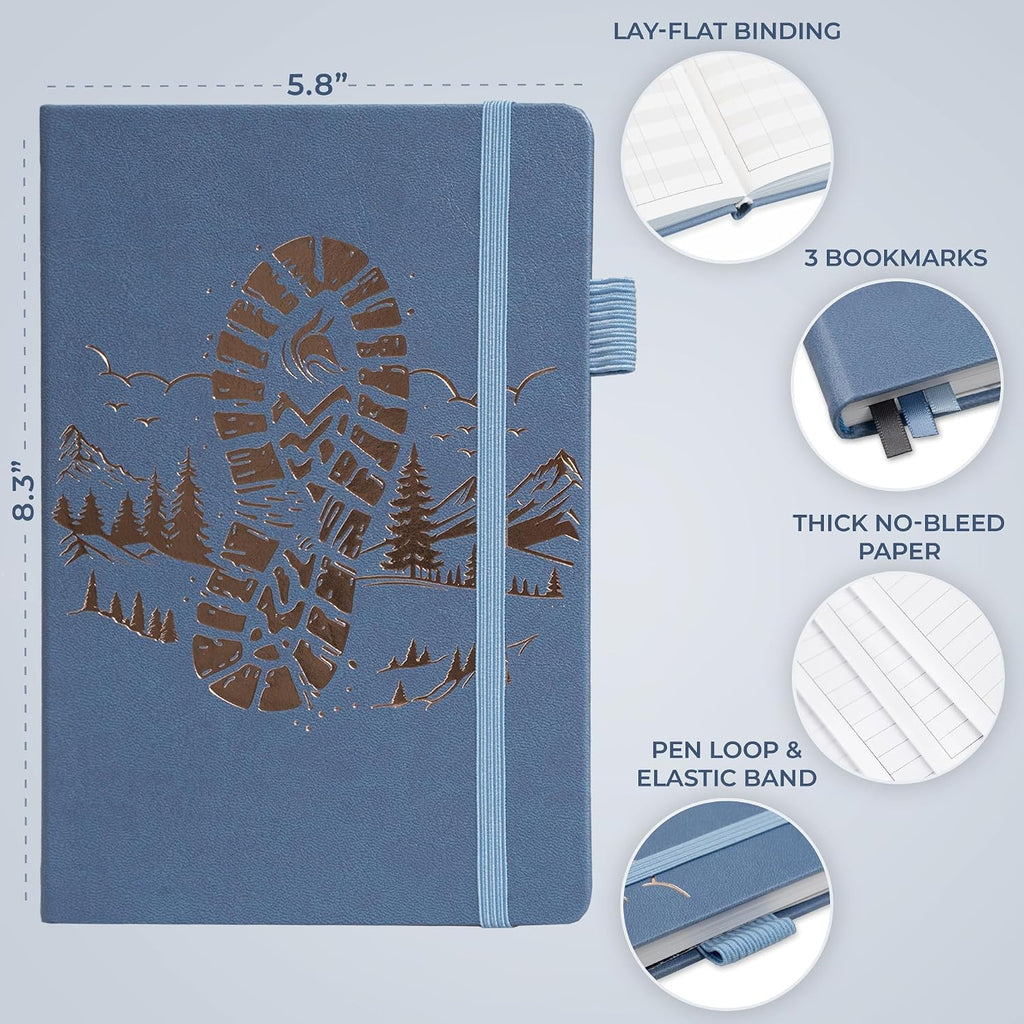 Clever Fox Hiking Journal for Women & Men, Trail Log Book, Smoke Blue