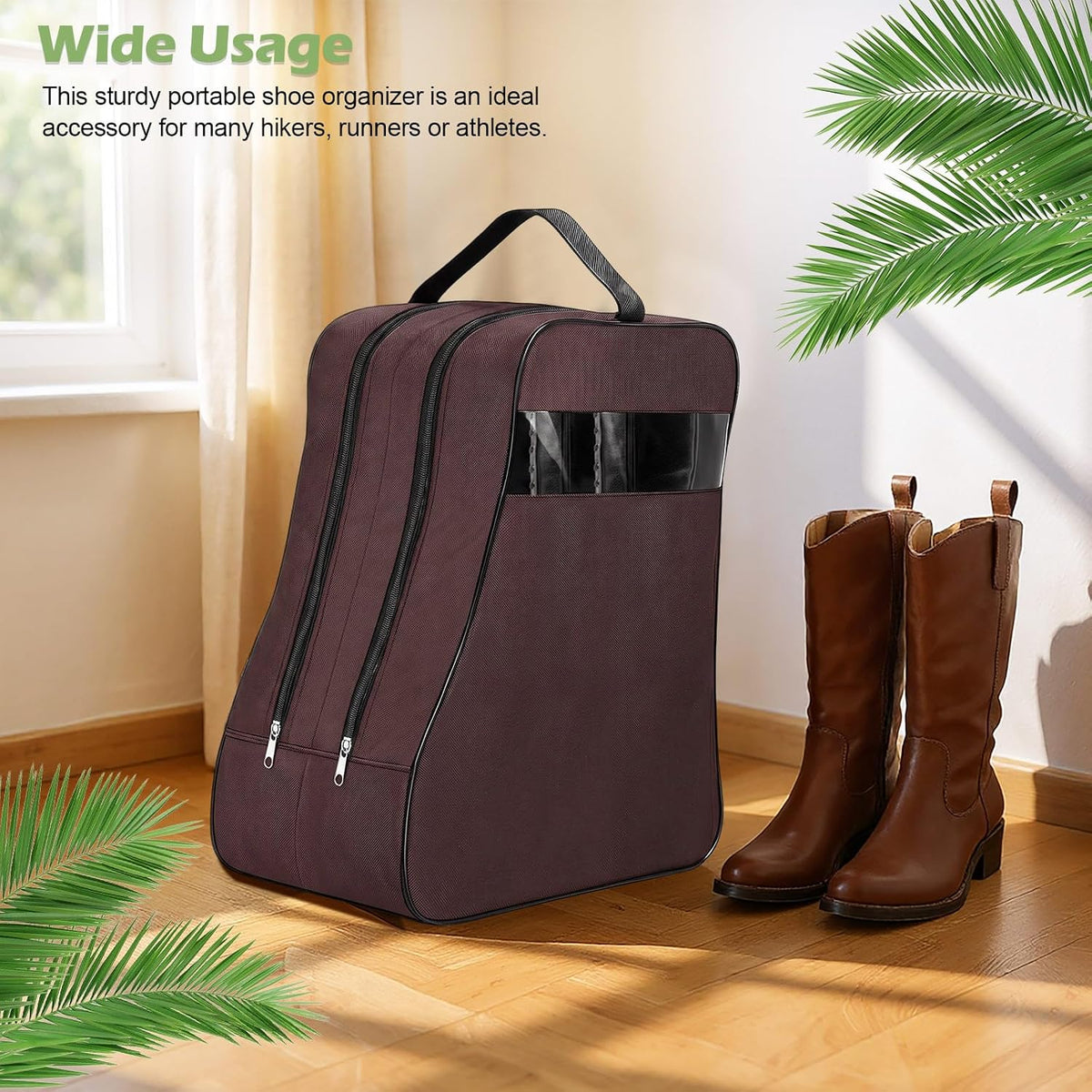 Aliceset 1 Pcs Boot Bags for Cowboy Boots Travel Boot Storage Bag Brown