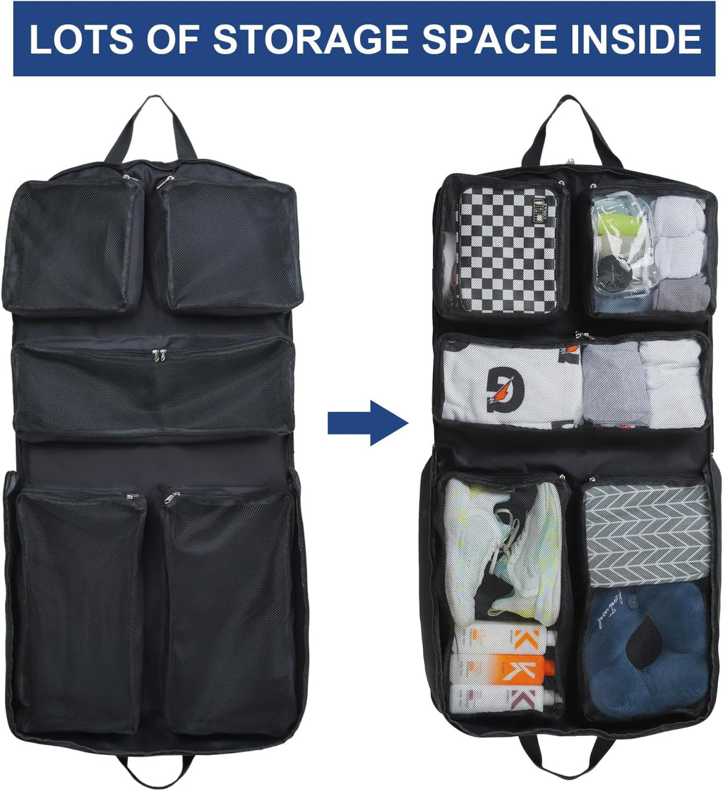 Edraco Garment Bag for Travel, Large Suit Travel Organizer Bag, Foldable Carry On Garment Bag