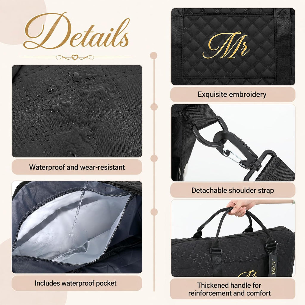 Dansydaisy Mr and Mrs Black,Pink 4 Pcs Honeymoon Duffel Bag Set