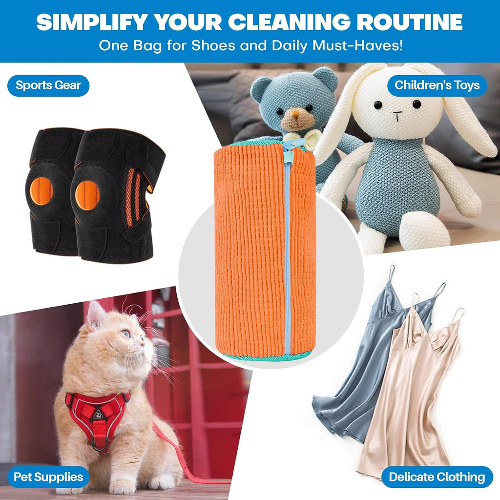 Shoe Washing Machine Bag: Laundry Shoe Bag for Washer and Dryer - 2pc Reusable Shoe Cleaning Bag for Sneaker Tennis Shoes Unstain Cleaner Kit(Orange 2 Pcs)