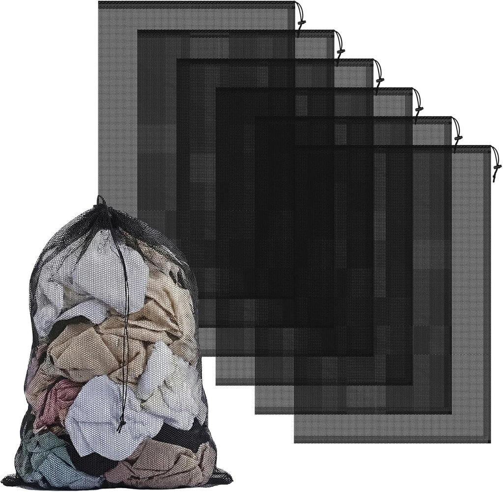 6 Pack Mesh Bag Drawstring for Storage,23 x 35 Inch Net Bags with Lock