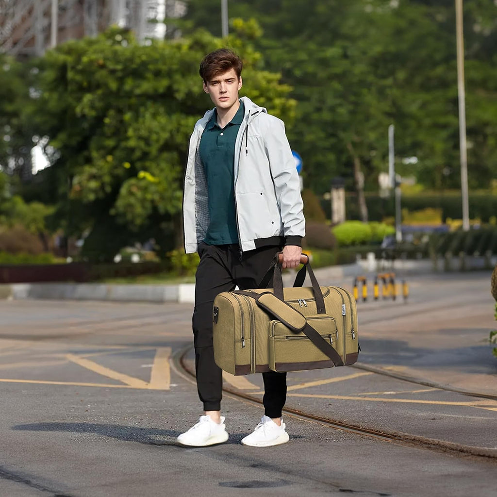 50L Expandable Canvas Duffle Bag Weekender Travel Carry On Gym