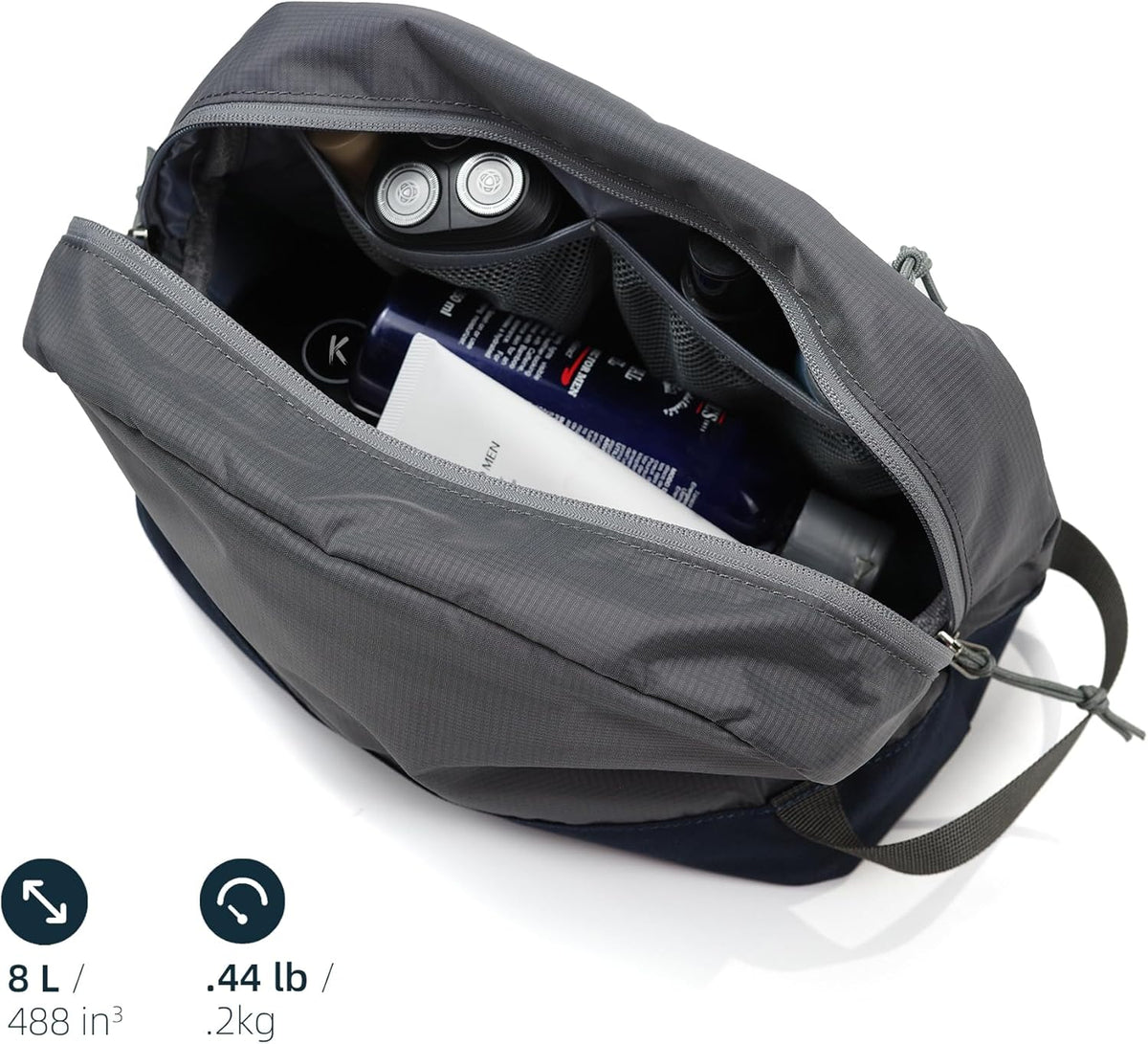 Travel Toiletry Bag 8L, Large Packing Cube with Waterproof TPU Wet/Dry Compartment