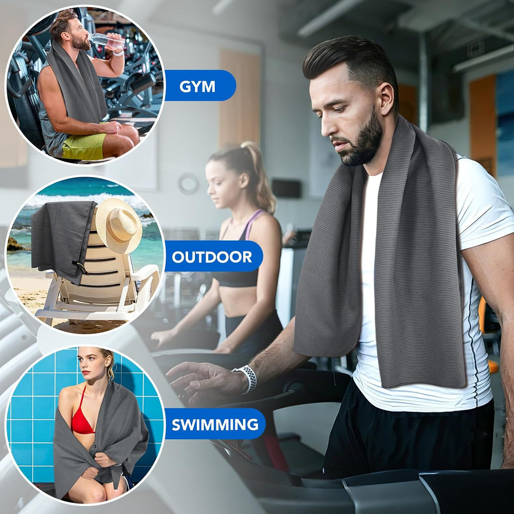 SUNLAND Microfiber Gym Bath Towels for Men Women 24x48In