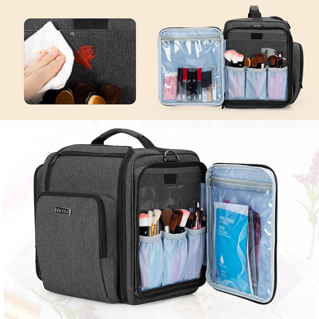BAFASO Makeup Bag Cosmetic Bag with 4 Inner Removable Pouches, Black
