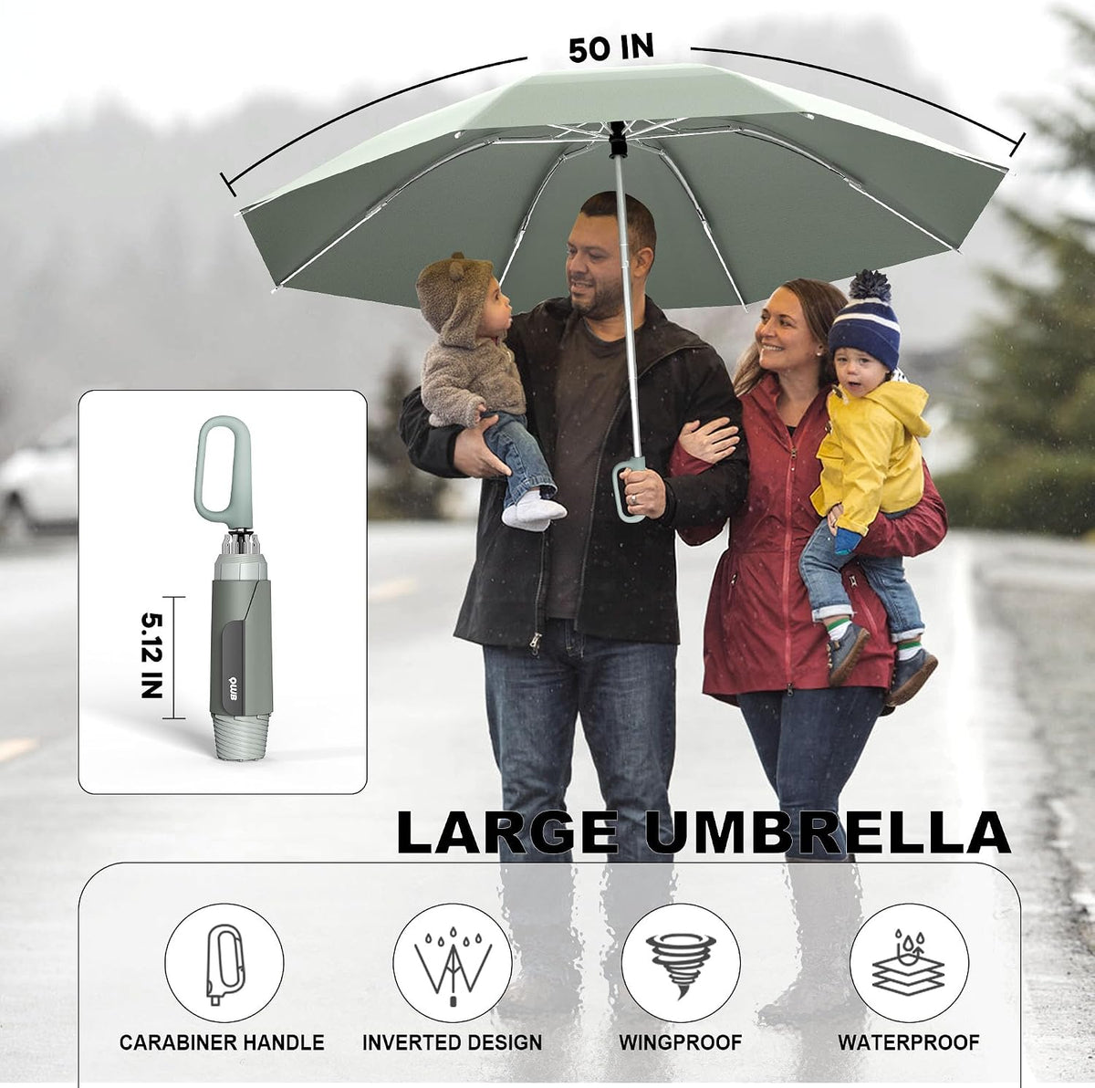 QWB Inverted Umbrella with Auto Open Close Windproof Compact Travel