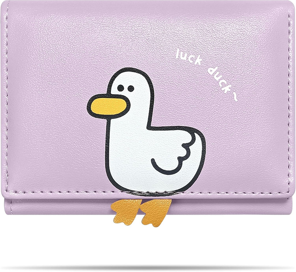 Cute Small Women Wallet with RFID Blocking,Suitable Kid Girls Ladies (Duck Purple)