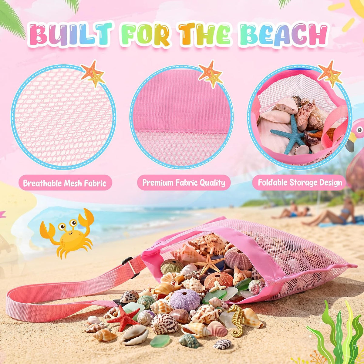 Frienda 15 Pack Mesh Beach Tote Bag
