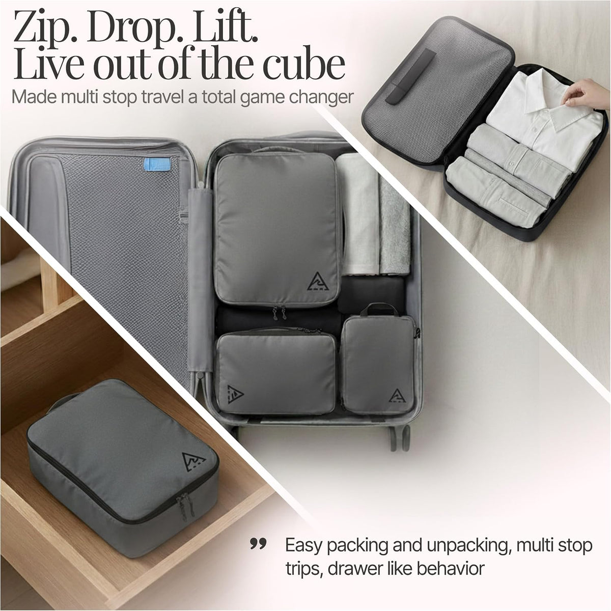 4-Piece Luxury Compression Packing Cubes & Bags for Travel – Maximize Space in Luggage with HybridMax Double-Capacity Design, 50 Luggage Tags, Patented Suitcase Organizer Bags, Lifetime Satisfaction