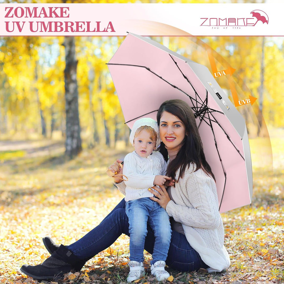 ZOMAKE UV Umbrella for Sun Protection Travel 43/46 Inch