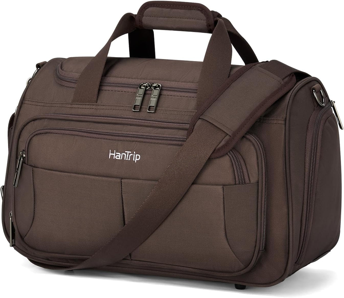 HanTrip 16 Inch Under Seat Carry On Duffle Bag for Airplanes, Coffee
