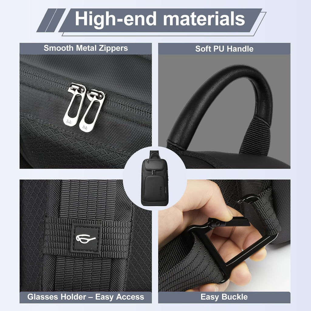 hk Sling Bag for Men, Water-Resistant Utility Crossbody Bag