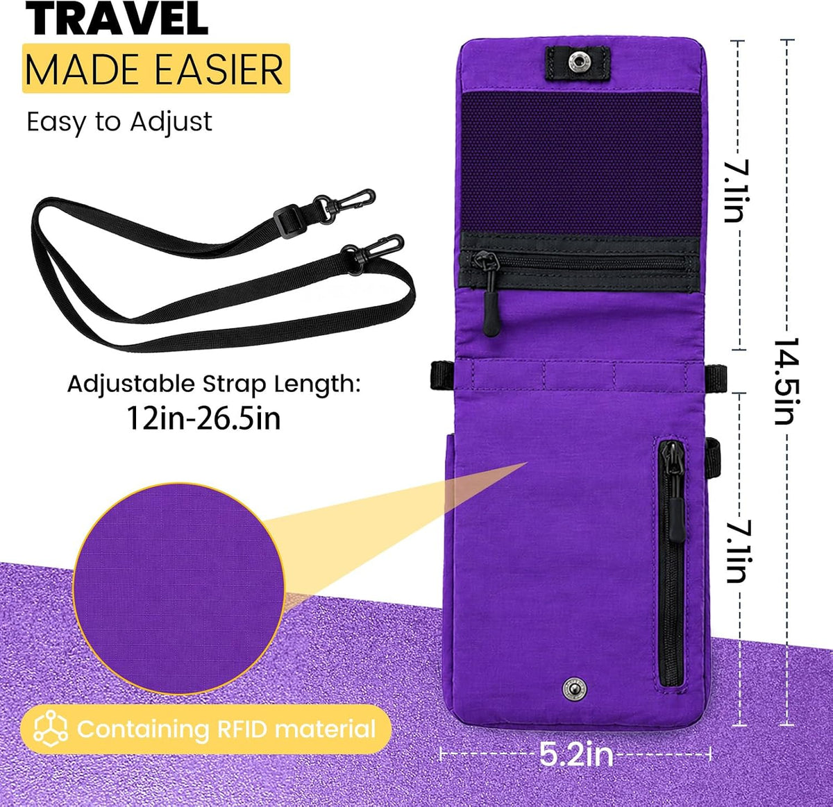 RFID Blocking Passport Holder for Travel Women Wallet Suit Single & Couples, Travel Essentials Neck Wallet with Adjustable Strap and Multi-Pocket Document Organizer Men for International Travelers