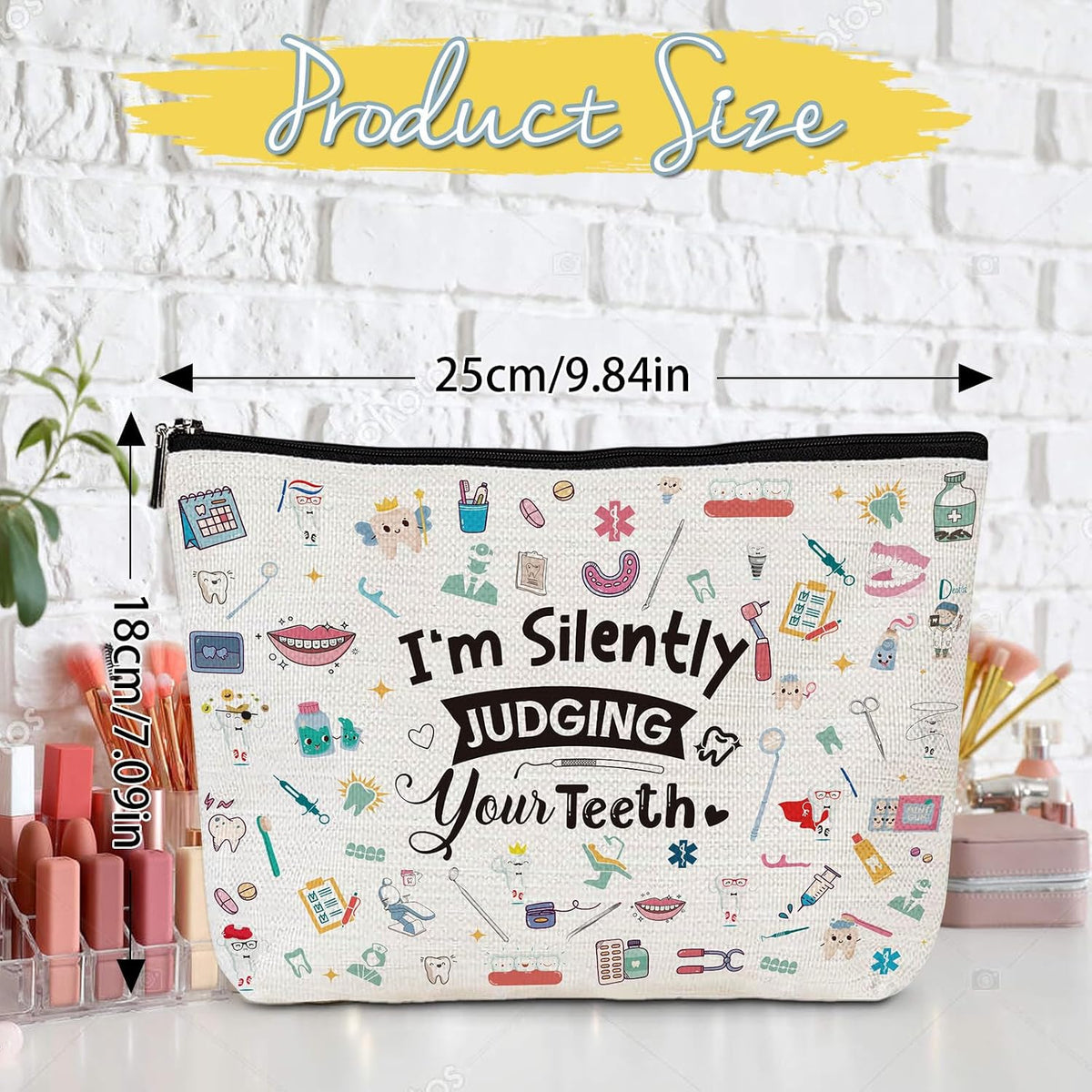Dental Hygienist Gift for Women - Dental Assistant Gifts Makeup Bag, Dentist Gift Cosmetic Bag with Zipper, Dental Hygiene Appreciation Gifts, Dental Students Graduation Gifts