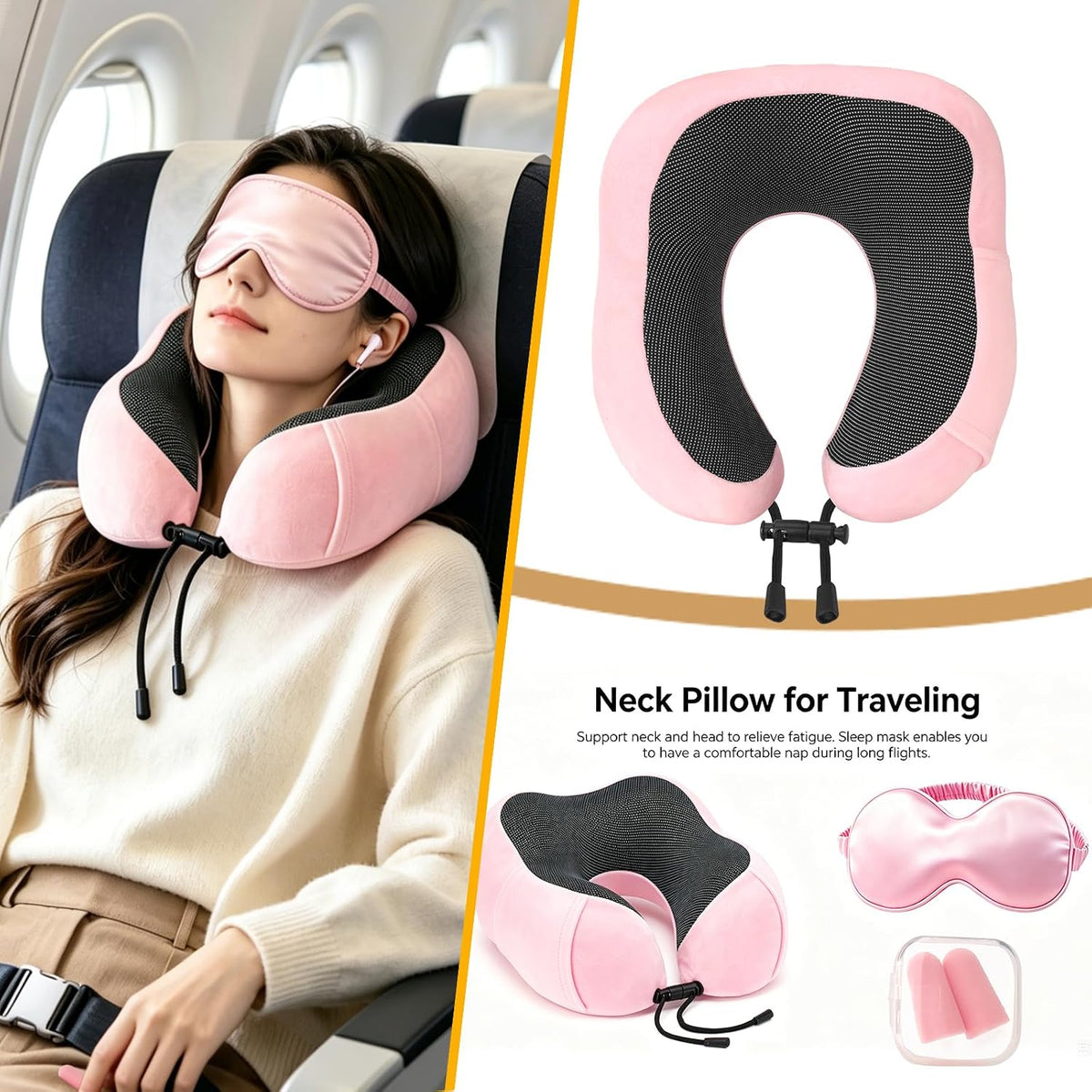 Travel Gifts for Women，Long Flight Essentials，Traveling Essentials for Women，International Travel Items Inclue Blanket with Bag，Neck Pillow，Makeup Storage Bag，Etc