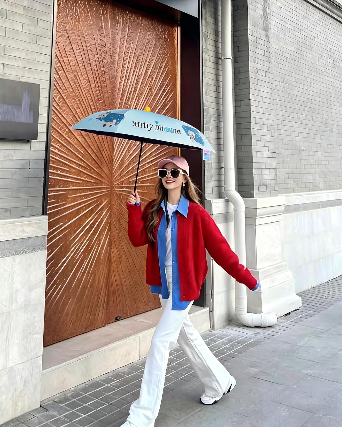Cute Cartoon Umbrella, UPF 50+ Compact for Women