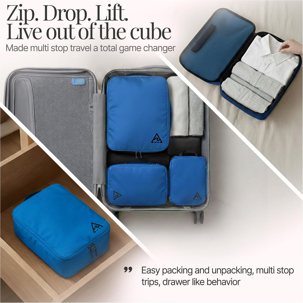 4-Piece Luxury Compression Packing Cubes & Bags for Travel – Maximize Space in Luggage with HybridMax Double-Capacity Design, 50 Luggage Tags, Patented Suitcase Organizer Bags, Lifetime Satisfaction