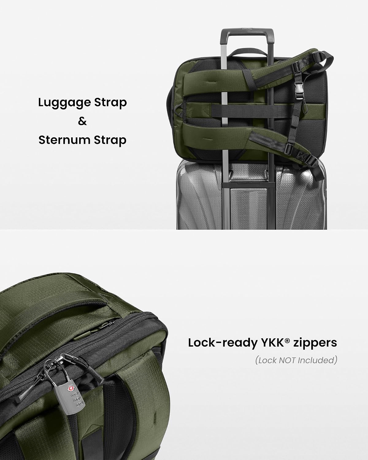 tomtoc Travel Backpack 40L, TSA Carry On Bag Flight Approved, PFAS Free