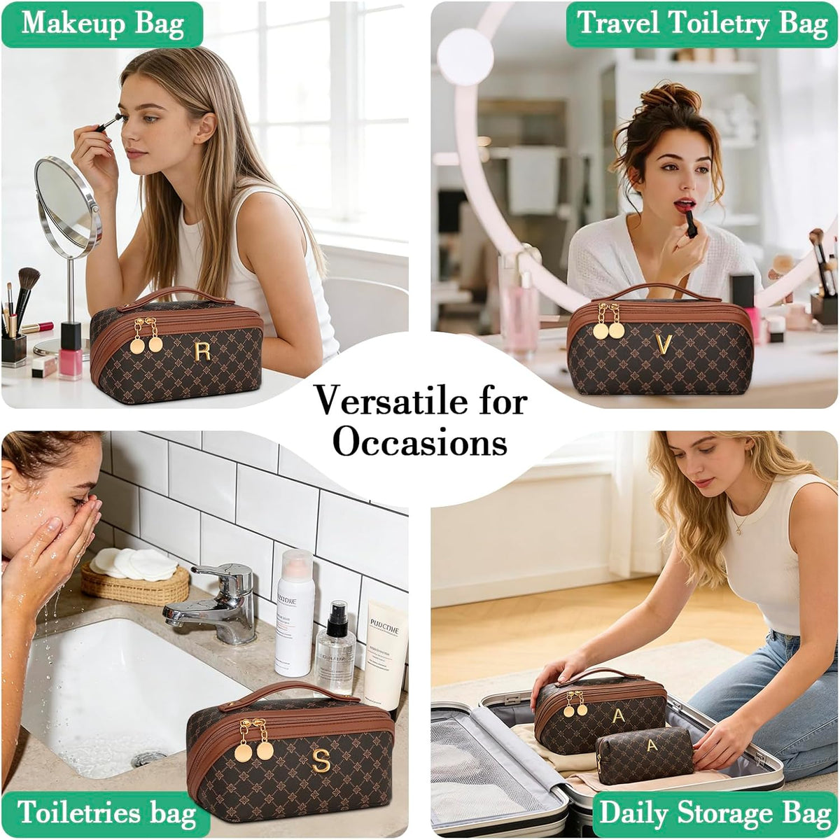 Initial Makeup Bag Personalized Gift for Women Teen Girls