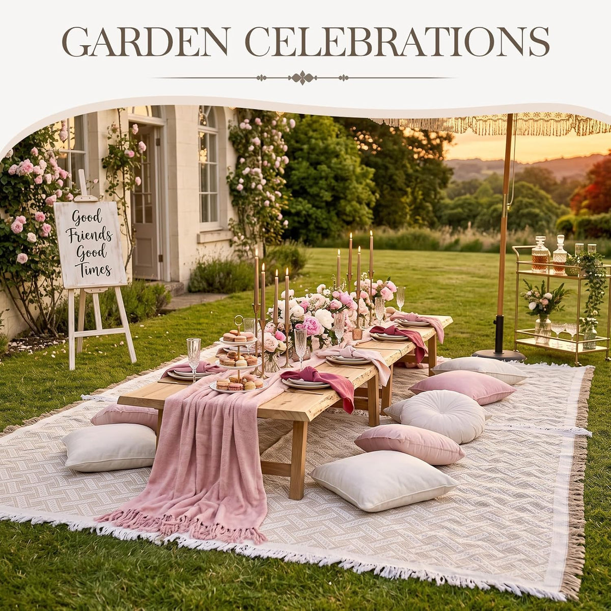 2 Pack White Coffee Extra Large Picnic Blanket, 71 x 91 Inches
