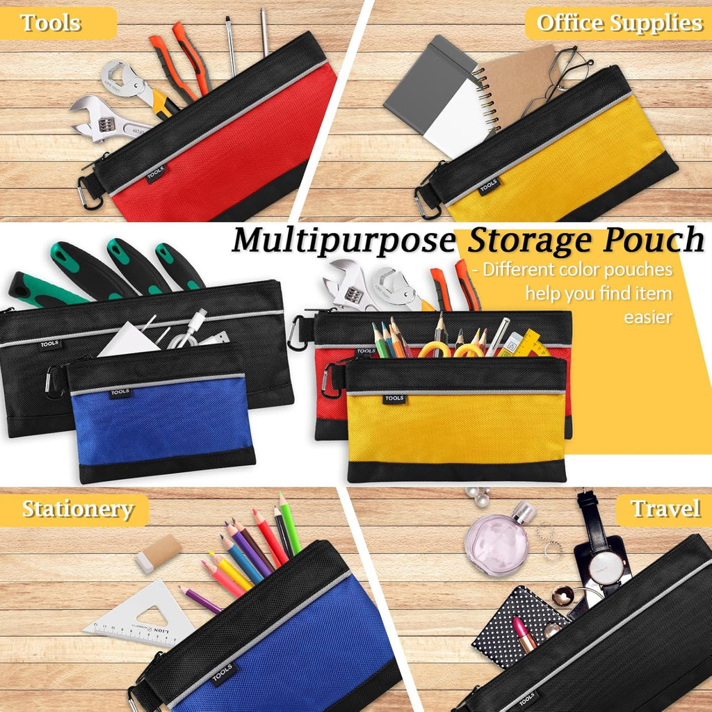 4 Pack Tool Pouch, Small Tool Bag with Zipper, 1680D Oxford Tool Pouches