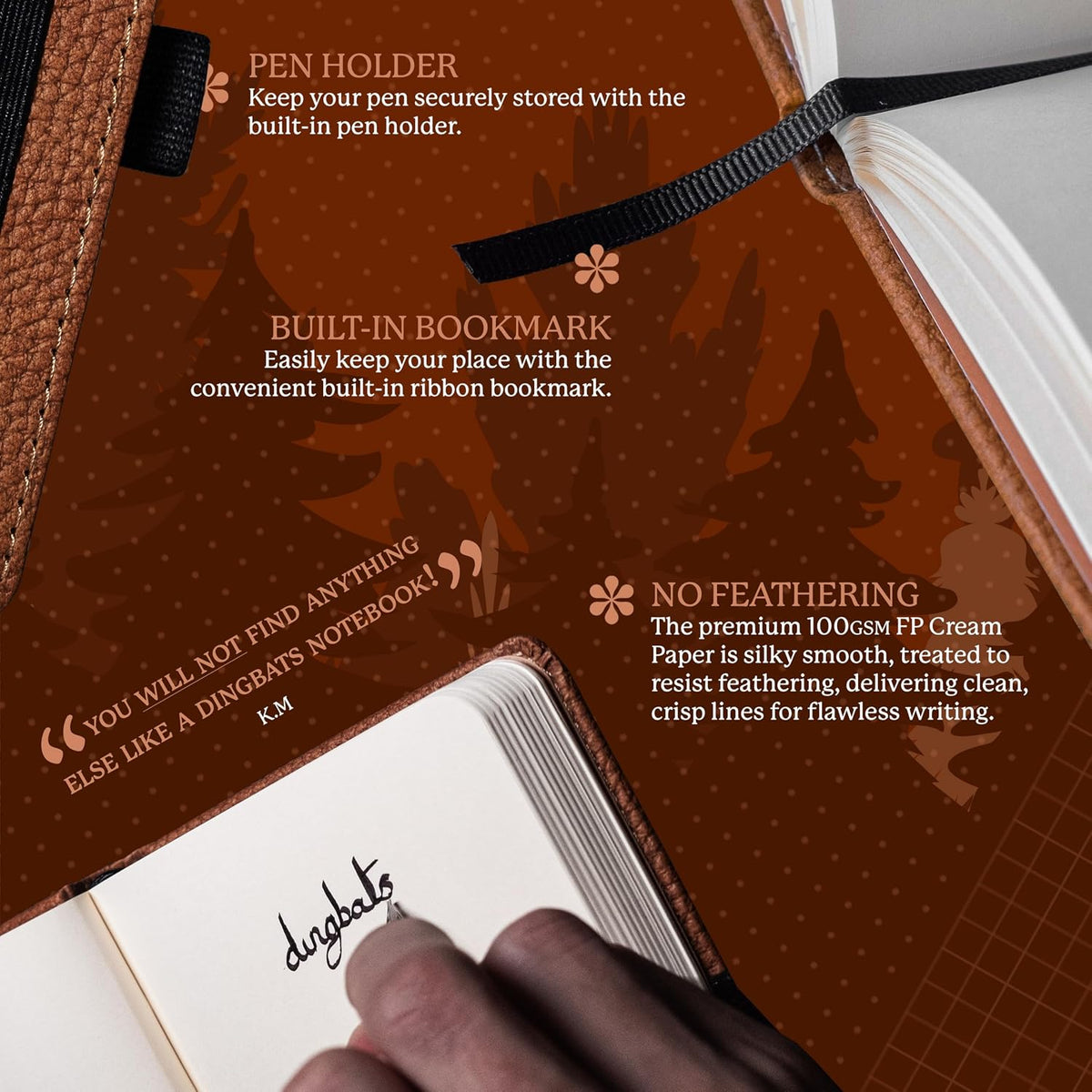 Dingbats* Wildlife A6 Plain Pocket Notebook - PU Leather Hardcover - Small Writing Journal for Work, Travel - Pocket, Elastic Closure, Bookmark
