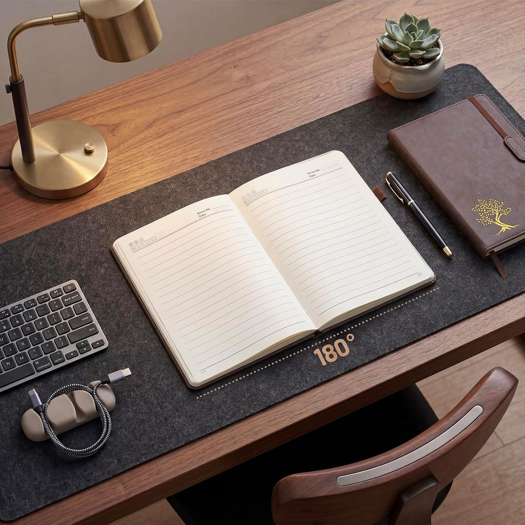 Vintage Hardcover Leather Journal Notebook, A5 Lined Notebook for Business Work School, 224 Pages 100GSM Thick No Bleed Paper, 180° Lay Flay Premium Writing Notebook for Note Taking Daily Diary Travel (Brown)