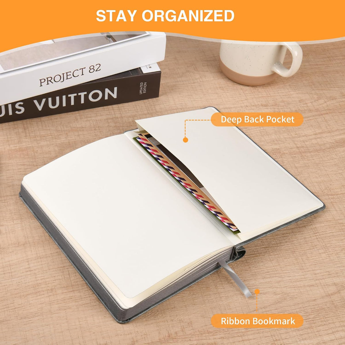 Leather Bound Journal Thick Office Notebooks For Work With Pen,Travel Work Notebook For Women And Men,288 Lined Pages A5 100gsm Paper,Practical Gifts