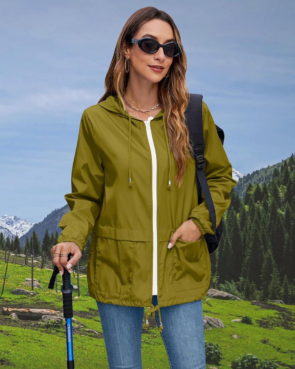 Hount Women Rain Jacket Lightweight Waterproof Packable Raincoat with Hood