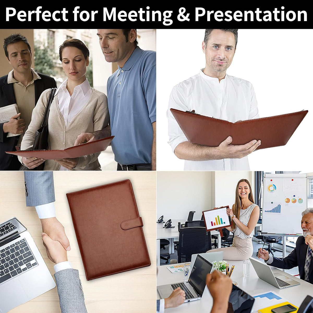 Professional Padfolio with Clipboard, Faux Leather Portfolio Folder Binder