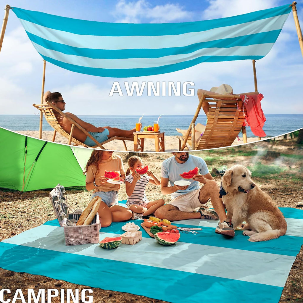 Beach Blanket Sandproof Waterproof Oversized 78"x81"/10'x9' Compact mat