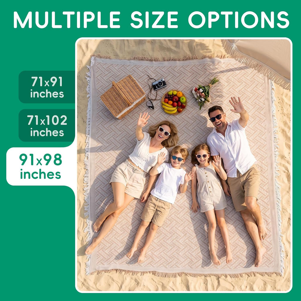 Extra Large Boho Beach Mat Picnic Outdoor Blanket Woven Giant Towel Family Trip Summer Essentials Vacation Must Have Travel Accessories Lake Day Necessities Stuff Thing Need Gear Gift Item Gadget 2026