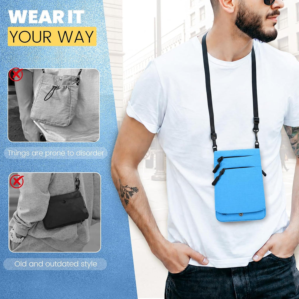 RFID Blocking Passport Holder for Travel Women Wallet Suit Single & Couples, Travel Essentials Neck Wallet with Adjustable Strap and Multi-Pocket Document Organizer Men for International Travelers