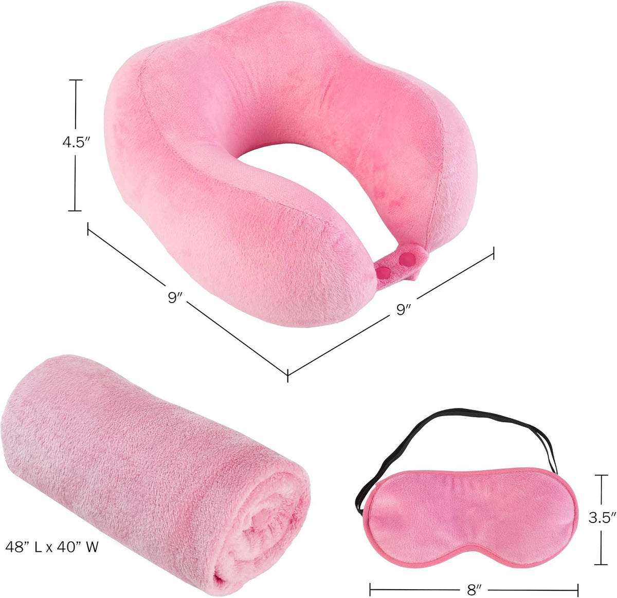 Home-Complete Travel Pillow Set, Pink, 3-Piece-Set