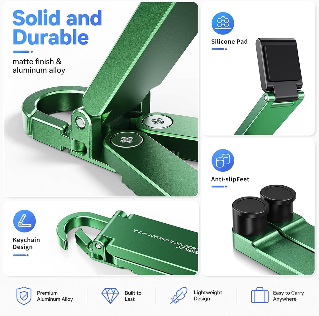 Portable Foldable Pocket Phone Stand with Keychain for Desk Travel(Green)