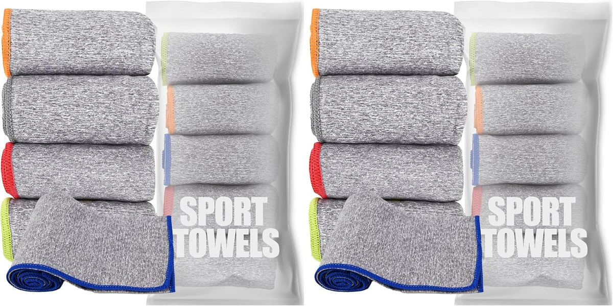 Microfiber Quick Dry Gym Towel, Lint Free Odor-Free Absorbent Fiber, Fast Drying, Men & Women Workout Gear for Body Sweat, Working Out, Towels (Grey, 5Pack - 16 * 27Inch) (Pack of 2)