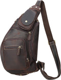 Polare Full Grain Leather Cross Body Sling Bag Chest Bag Backpack Outdoor Camping Tactical Daypack