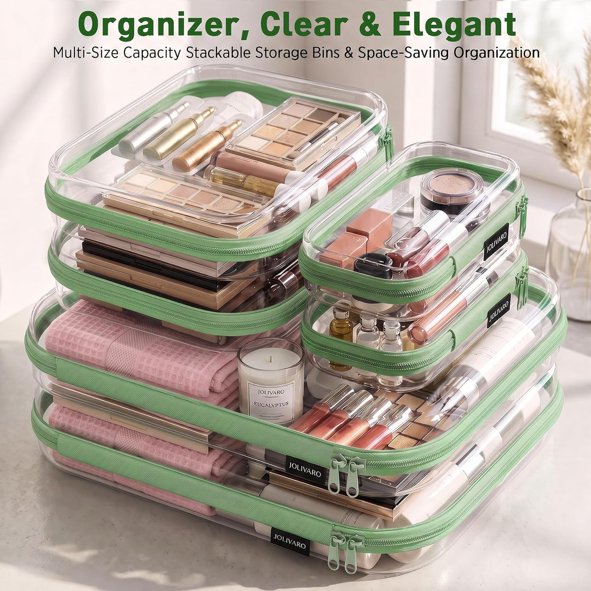 Clear Hard Shell Zipper Case Makeup Storage Organizer Pouches TSA Approved