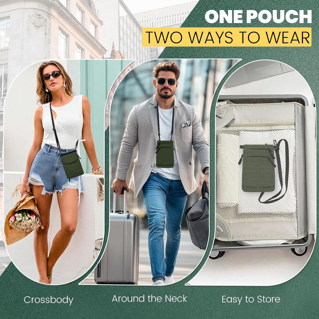 RFID Blocking Passport Holder for Travel Women Wallet Suit Single & Couples, Travel Essentials Neck Wallet with Adjustable Strap and Multi-Pocket Document Organizer Men for International Travelers