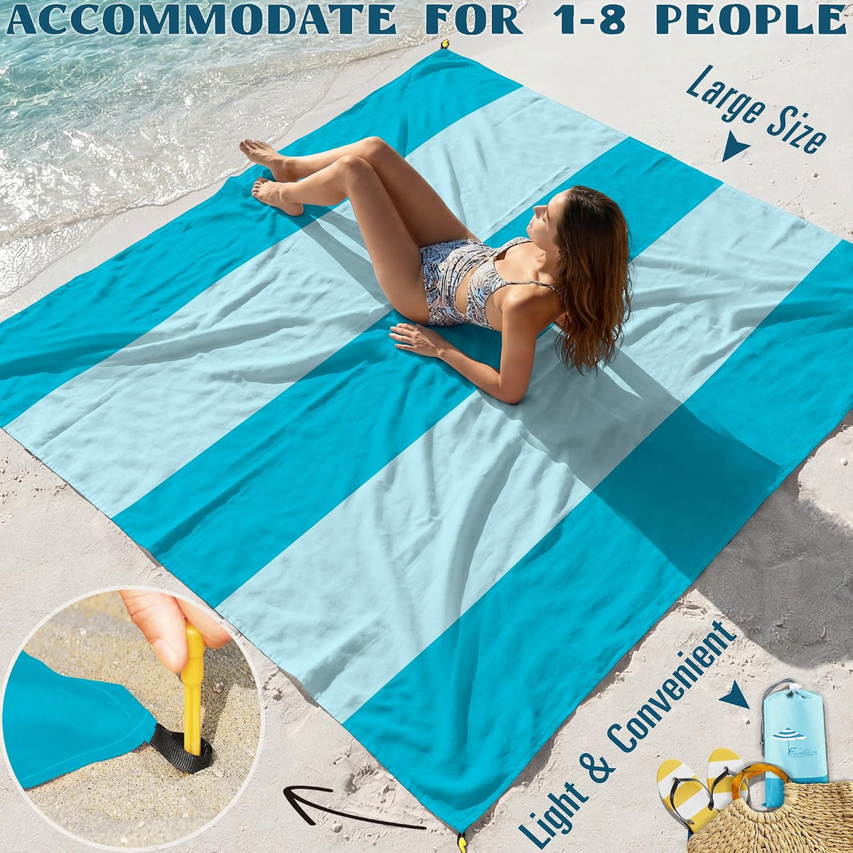 Beach Blanket Sandproof Waterproof Oversized 78"x81"/10'x9' Compact mat