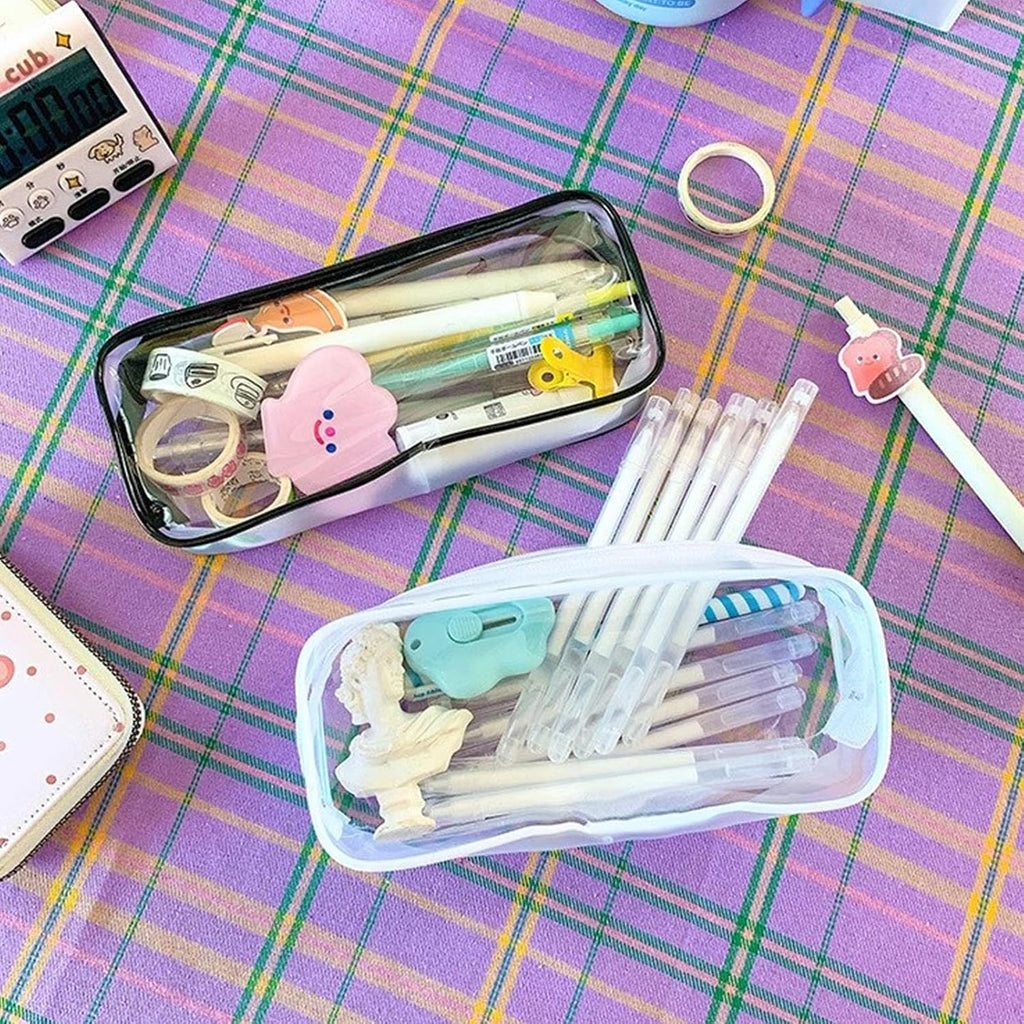 2pcs Small Clear Cases with Zipper, Makeup Brush Bag for Traveling
