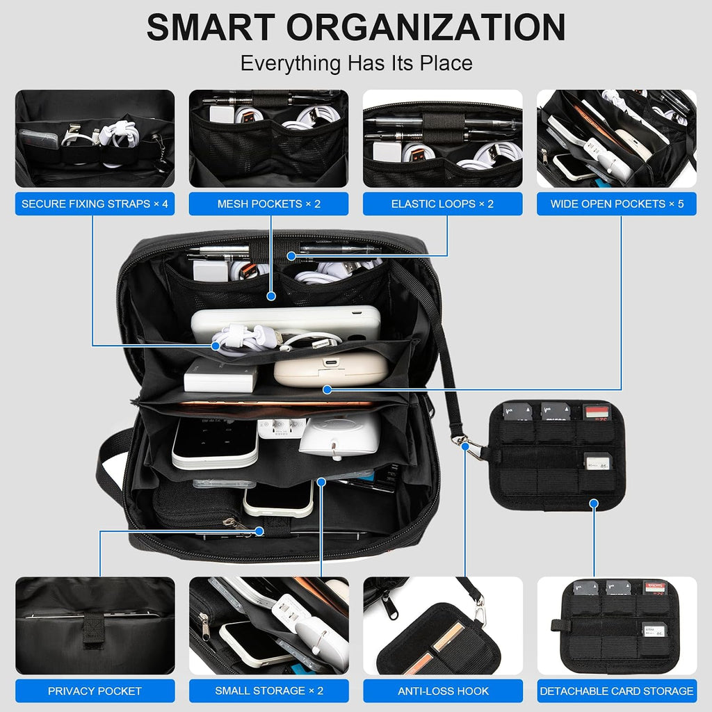Electronics Organizer Travel Case, Cable Organizer Bags & Cases