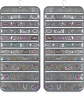 SynHHergyx 2 Pack Zippered Pocket Hanging Jewelry Organizer Dual-Sided Zipper Jewelry Holder Hanging Storage Organizer for Holding Earrings Bracelets Rings, Each with 80 Zippered Pockets